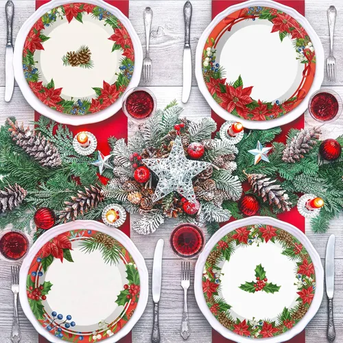 Miniatura 4 de Chiazllta 48 platos de papel para fiesta de Navidad, platos desechables de postre de Pascua para fiestas temáticas de vacaciones y Año Nuevo