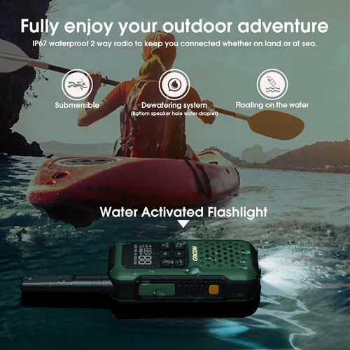 Miniatura 3 de GOCOM G9 Walkie Talkie impermeable para adultos de largo alcance, radio flotante portátil de dos vías, alerta meteorológica NOAA, SOS, linterna