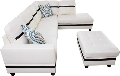 Miniatura 4 de Golden Coast Furniture - Juego de sofá seccional en forma de L, juego de sofá de sala de estar, sofá seccional de cuero con otomana