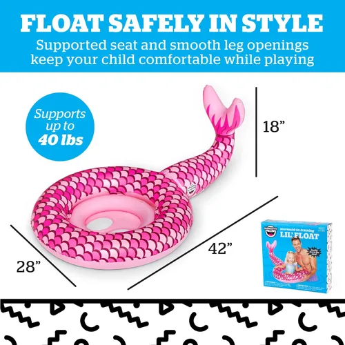 Miniatura 3 de Flotador de agua Lil - Flotadores de piscina para bebés y niños de 1 a 3 años, para nadadores principiantes, fácil de inflar y duradero, mini sirena