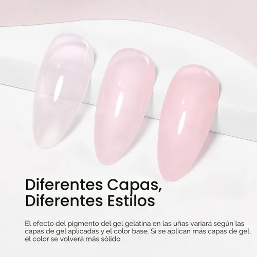 Miniatura 3 de Beetles Esmalte de uñas de gel neutro 15ml, set de esmalte de gel Jelly Nude Rosa Pálido, efecto transparente rosa suave, remoción con UV LED, arte