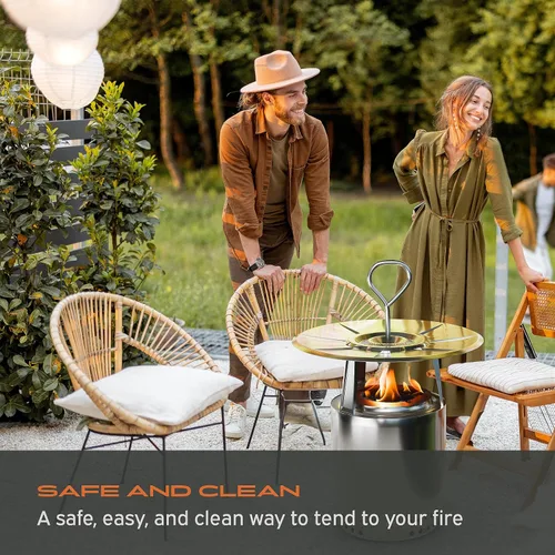 Miniatura 5 de Hickory Summit Mango de acero inoxidable para deflector de calor de estufa individual - Compatible con deflector solostove Yukon, Bonfire, Canyon
