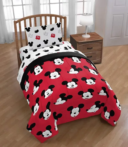 Miniatura 6 de Jay Franco Disney Mickey Mouse Caras Lindas - Juego de cama individual de 4 piezas, incluye edredón y juego de sábanas - Microfibra de poliéster