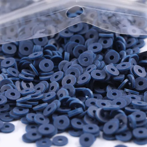 Miniatura 13 de 2000 cuentas de arcilla negra cian para hacer pulseras, cuentas planas redondas de arcilla polimérica de 0.236 pulgadas (0.236 in), cuentas Heishi