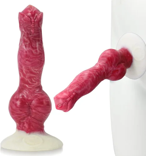 Consolador monstruo con nudo de perro, juguete sexual con ventosa, 8 pulgadas, consolador anal anudado de silicona rosa realista para mujeres,