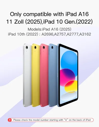 Miniatura 2 de Inateck Funda para iPad de 11ª/10ª generación con teclado, funda de teclado desmontable con retroiluminación de 7 colores y panel táctil para iPad