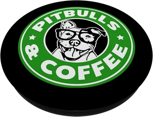 Miniatura 2 de PitBulls y café gracioso para Pit Bull Papá o Pitbull mamá – popsockets agarre y soporte para teléfonos y tabletas, Negro