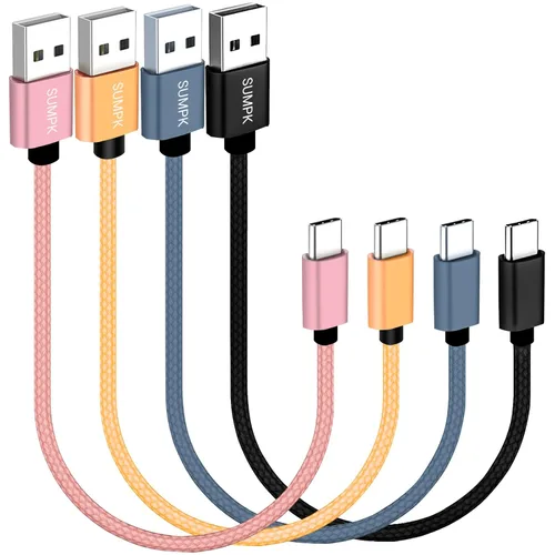 Miniatura 9 de Cable USB C de 1 pie, paquete de 4 unidades, cable USB A a USB C de carga rápida 3A, cable trenzado de nailon compatible con Samsung Galaxy A10e A20