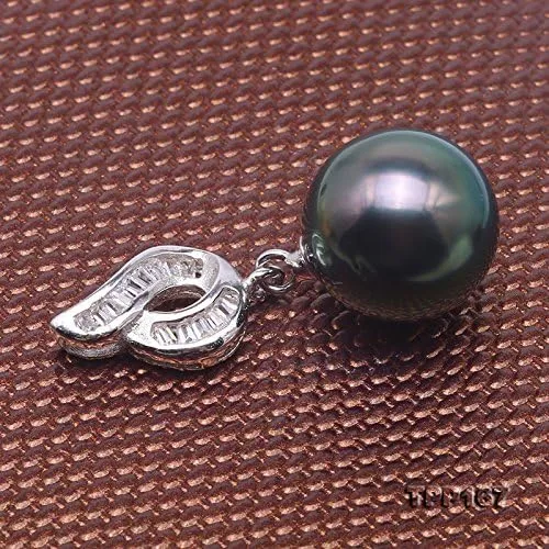 Miniatura 5 de jyx plata de ley 11,5mm. negro perlas cultivadas de Tahití colgante collar punteado con brillante zirocns
