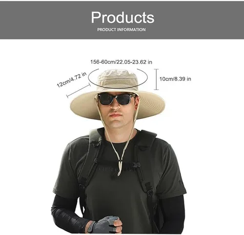 Miniatura 8 de Sombrero de ventilador solar de ala ancha, ventilador solar de ala ancha, sombrero de pesca al aire libre, sombreros de ventilador solar