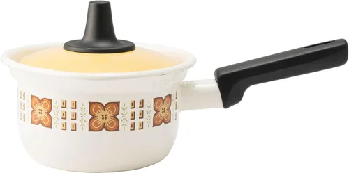 Fuji - Patrón de reimpresión esmaltado de los años 70, Showa Retro, esmalte, olla con una sola mano, bandeja para leche, 5.5 pulgadas (5.5 in),