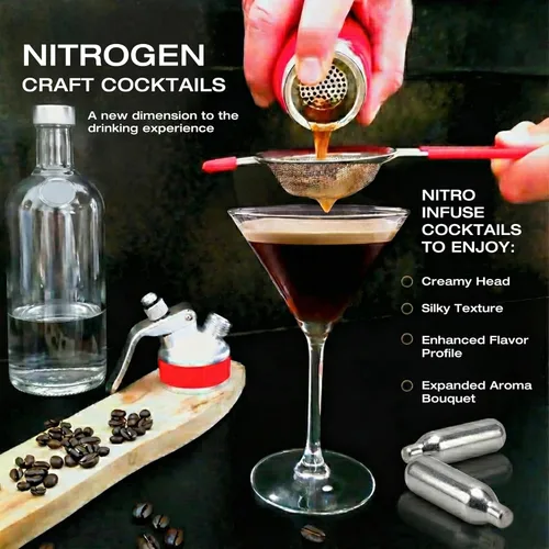 Miniatura 5 de Kit de camarero Mixology, infundir alcohol en segundos y cócteles con nitrógeno con kit de infusión de alcohol y máquina de cóctel de aluminio