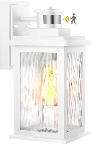 Miniatura 17 de VIANIS Luces para exteriores con sensor de movimiento, iluminación de anochecer a amanecer para casa, luces de grano de madera para garaje, farol