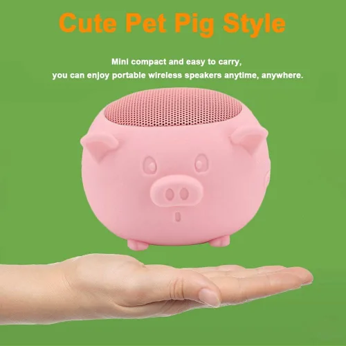 Miniatura 9 de Lindo altavoz Bluetooth, bonito cerdo mini altavoz portátil Bluetooth 5.0 micrófono integrado para decoración de escritorio, hogar, viajes, saliente