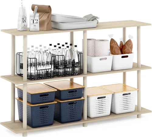 Miniatura 10 de Furinno TURN-N-TUBE - Estantes de almacenamiento, Estante de 3 niveles de 47.4" de ancho para libros, Estante de esquina, Estantes abiertos sin