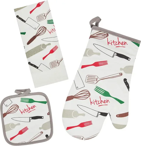 Miniatura 12 de Juego de guantes de horno y soportes para ollas, 4 piezas de guantes de horno de cocina resistentes al calor de 400 °F para cocina, guantes de horno