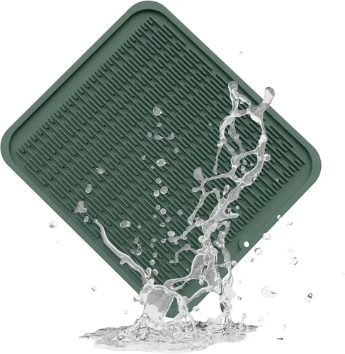 Miniatura 27 de ZLR 2 bandejas de silicona para fregadero (6 x 12 pulgadas/6.024 x 12.008 in) - Soporte estrecho para esponja para encimera de cocina - Tapete Negro