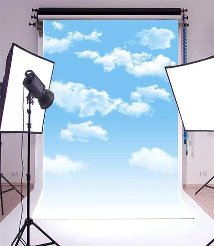 Miniatura 12 de AOFOTO Telones de fondo de cielo azul de 3 x 5 pies, nubes blancas, sesión de fotos, fondo de fotografía, accesorios de estudio, gota de video