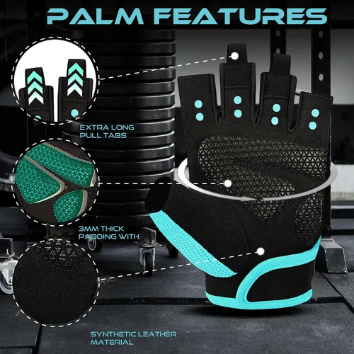 Miniatura 3 de BEAST RAGE Guantes de entrenamiento para hombres y mujeres, guantes de gimnasio sin dedos con protección de la palma, transpirables y ligeros