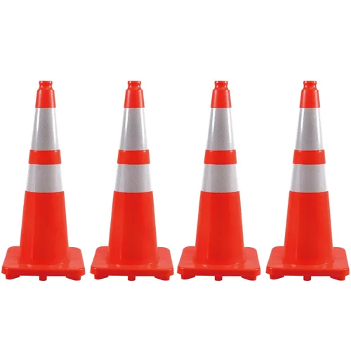 Miniatura 10 de Paquete de 4 conos de tráfico de 18 pulgadas con collares reflectantes, conos de seguridad de PVC duraderos para estacionamiento, construcción