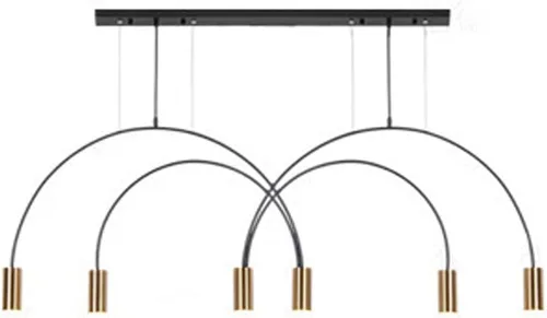 Miniatura 10 de Líneas geométricas nórdicas forma arqueada colgante de luz altura ajustable lámpara de metal iluminación negro oro moderno lámpara colgante
