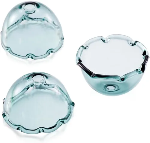 Miniatura 9 de FASHEWELRY 10 piezas Tapas de Flores de Vidrio Hechas a Mano Cuentas Florales de Cristal Transparentes en Forma de Trompeta Espaciadores de Flores a