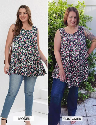 Miniatura 6 de JollieLovin Camiseta sin mangas para mujer, ajuste holgado, con dobladillo acampanado, cómoda blusa con vuelo (disponible en tallas extragrandes)