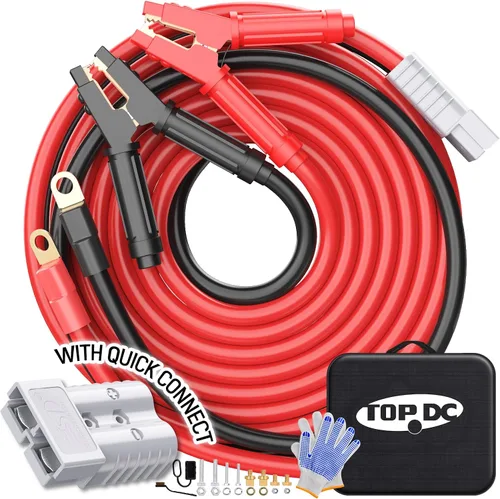 Miniatura 15 de TOPDC Cables de puente resistentes de 1000 amperios para batería de automóvil, cables resistentes para camiones diesel, kit de cables de puente