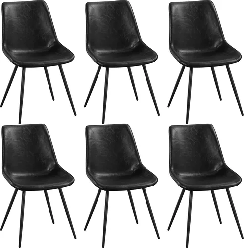 Miniatura 12 de Yaheetech Juego de 2 sillas de comedor modernas tapizadas con asiento de piel sintética y patas de metal para el hogar, cocina, diseño sin brazos