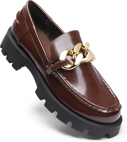 Miniatura 3 de DREAM PAIRS Mocasines cómodos de plataforma gruesa para mujer con suela antideslizante y piel sintética zapatos casuales de trabajo de negocios