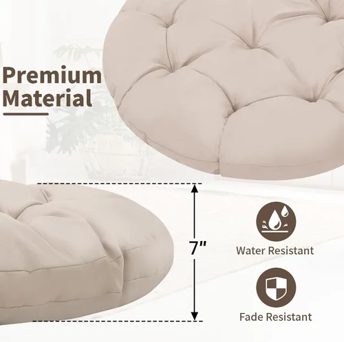 Miniatura 3 de KROFEM Silla Papasan ergonómica de mimbre de 40 pulgadas, silla giratoria de 360° para interiores y exteriores con cojín grueso suave, ideal