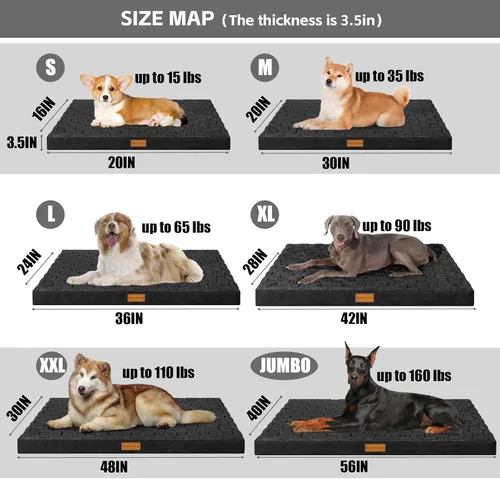 Miniatura 4 de Patas Lague Cama Ortopédica para Perros de Tamaño Grande 36''X24'', Impermeable Suave Cómoda de Espuma Egg Crate Camas Grandes para Mascotas