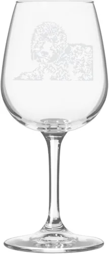 Miniatura 518 de Copa de vino de 12.75 onzas con diseño de perro grabado