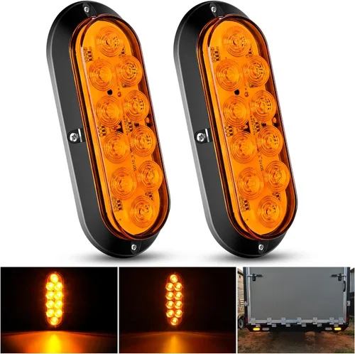 Miniatura 16 de Nilight Luz trasera LED ovalada de 6 pulgadas para remolque, roja, blanca y ámbar, 6 piezas, impermeable, parada, freno, señales de giro, reversa