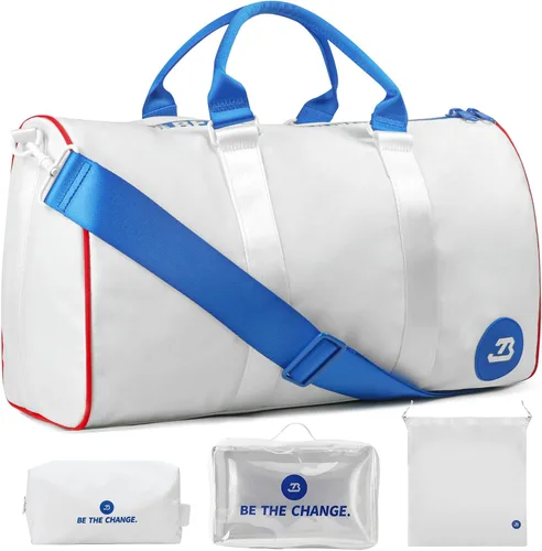 Miniatura 8 de Bolsas de gimnasio impermeables, bolsa de lona deportiva de nailon 1000D resistente para nadar durante la noche, fin de semana, bolsas de viaje