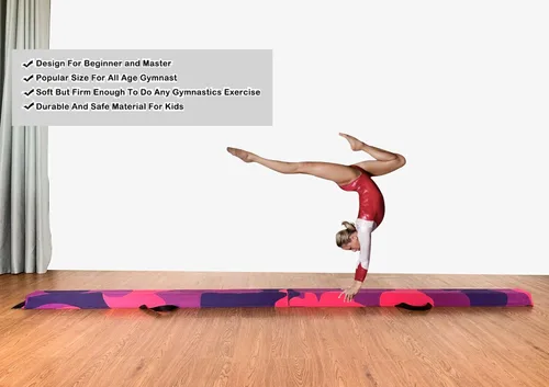 Miniatura 2 de MARFULA Viga de Gimnasia Plegable de 6 PIES / 8 PIES / 9 PIES Viga de Equilibrio de Espuma para Suelo - Extra Firme - Cubierta de Gamuza - Parte