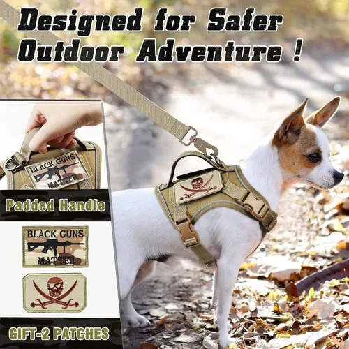 Miniatura 2 de Arnés táctico para perro, arnés militar K9 para cachorro, arnés y correa para perro, sin tirones, arnés para entrenamiento al aire libre, XS con asa
