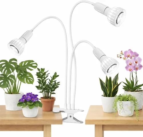 Miniatura 10 de Luz LED de Crecimiento, Lámpara de Plantas con Clip de Cuello de Cisne de Espectro Completo Blanco 5000K para Plantas de Interior de Escritorio