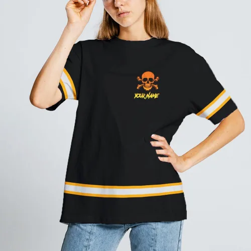 Miniatura 7 de Maddly Polo de alta visibilidad con diseño de calavera y bandera de Estados Unidos, ropa de trabajo patriótica con nombre personalizado para Camisa 4
