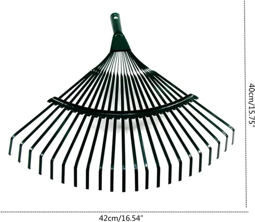 Miniatura 3 de Rastrillo de ventilador de acero mejorado de 16.5 in con 22 dientes para césped de jardín, patio y patios, rastrillo de hojas de alto carbono