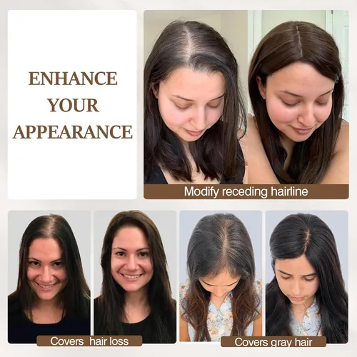 Miniatura 8 de Rich Choices Pelucas con topper de cabello para mujeres, cabello humano real 100% Remy, sin flequillo, para mujeres con adelgazamiento en la parte