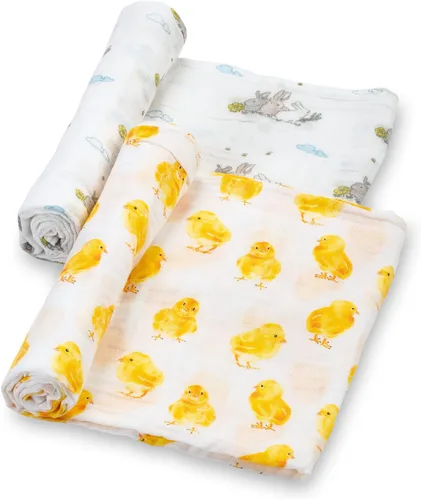 LollyBanks Manta para envolver al bebé, manta de muselina 100% algodón para niños y niñas, grande de 47 x 47 pulgadas, mantas suaves y transpirables