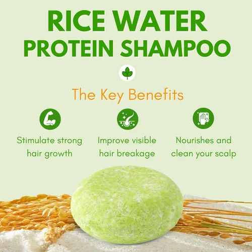 Miniatura 2 de Muun Paquete de 3 barras de champú y acondicionador de agua de arroz, crecimiento del cabello, engrosamiento, fortalecimiento, anti pérdida