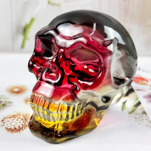 Miniatura 11 de Estatuas de cabeza de calavera de cristal, figuras de calavera K9, piedras preciosas de calavera de cristal, decoración de Halloween, regalos