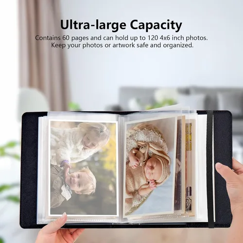 Miniatura 3 de Lindos álbumes de fotos de 4x6 pulgadas con 60 bolsillos y capacidad para 120 fotos con fuerte banda elástica, libres de ácido, a prueba de humedad