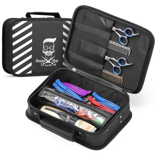 Miniatura 10 de Segbeauty Bolsa de herramientas de peluquería, estuche de transporte de maquillaje de viaje de piel sintética, kit de aseo de corte para peluquería