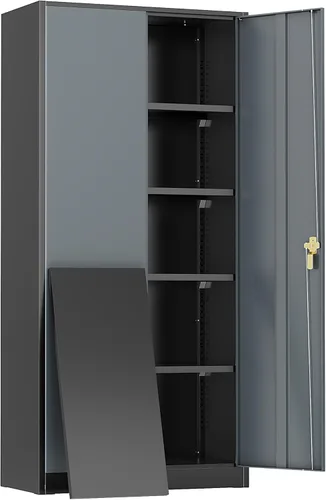 Miniatura 11 de Greenvelly Gabinete de almacenamiento de metal, gabinete de almacenamiento de metal con bloqueo de 63" de alto con puertas y 4 estantes, armarios