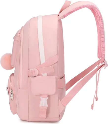 Miniatura 7 de Hey Yoo Mochila escolar con lonchera, juego de mochila linda mochila escolar para niñas adolescentes (rosa)