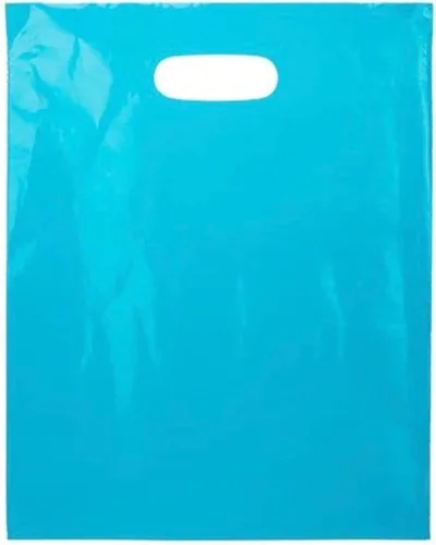 ClearBags 100 bolsas azules con asa de 15 x 18 pulgadas, extra gruesas de 2.25 mil, bolsas de regalo de plástico para compras al por menor,