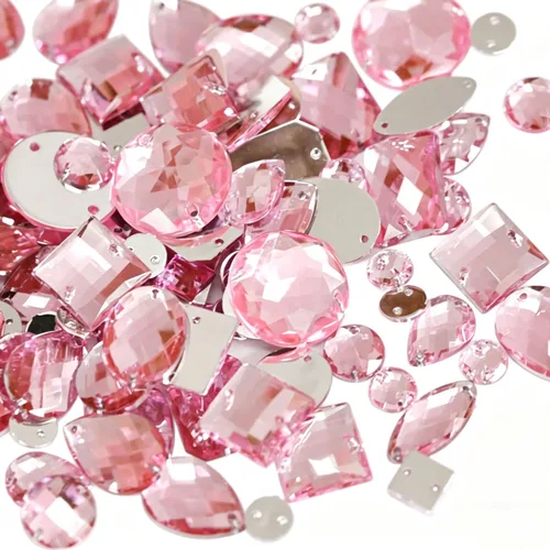 Miniatura 16 de 230 piezas de diamantes de imitación de forma mixta, piedras acrílicas con parte trasera plana, piedras de diamante para manualidades, manualidades